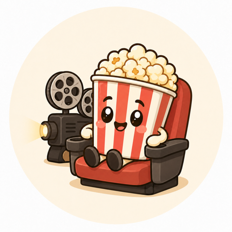 Illustrated popcorn in a cinema seat